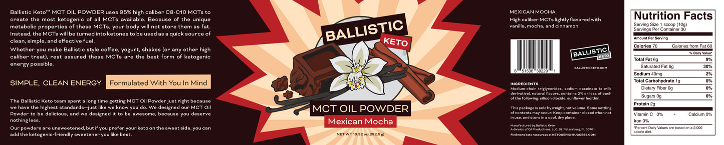 Ballistic Keto Mexican Mocha MCT Oil Powder