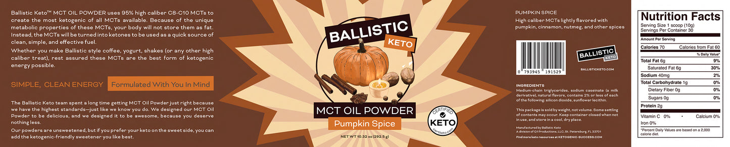 Ballistic Keto Pumpkin Spice MCT Oil Powder